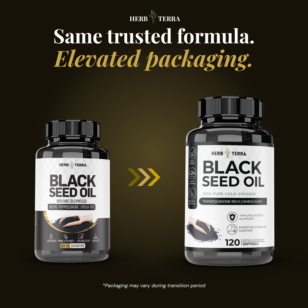 [Bundle of 3] Herb Terra Black Seed Oil 1000mg - Energy, Digestion & Immune Support