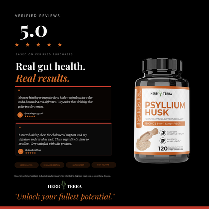 Psyllium Husk Capsules | 120 Capsules | Digestive & Heart Health