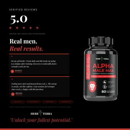 [Bundle of 3] Herb Terra Alpha Male Max  - Energy, Strength, & Performance Support (3 x 80 capsules)