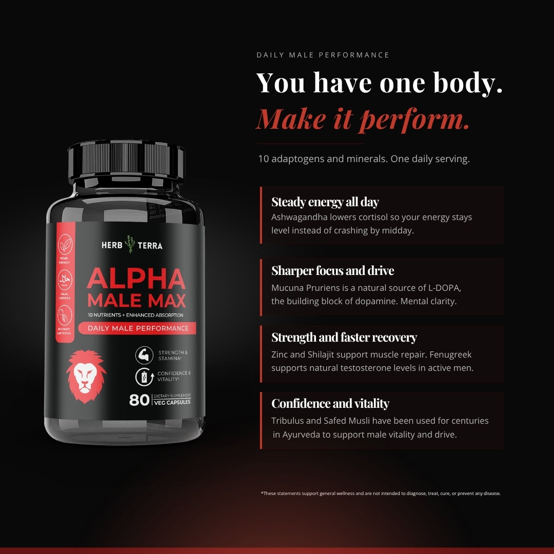 Herb Terra Men's Power Duo for Vitality, Energy & Skin Health