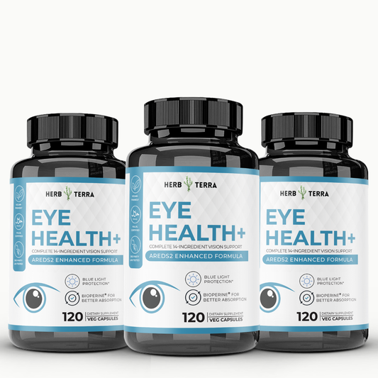 [Bundle of 3] Herb Terra Eye Health+ Supplement with Lutein, Zeaxanthin, Zinc & Vitamins A C E (3 x 120 capsules)